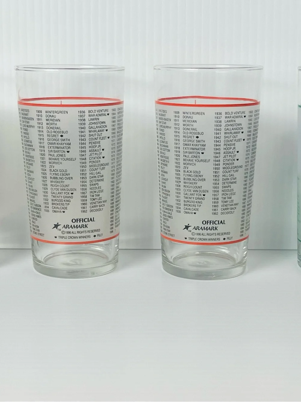 Set 4 Kentucky Derby Souvenir Glasses 1996-122nd & 2000-126th